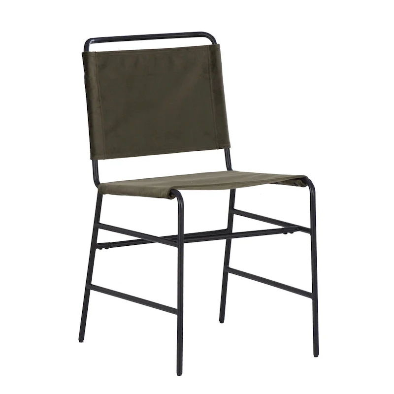 Leffler Sanded Steel and Fabric Industrial Dining Chair