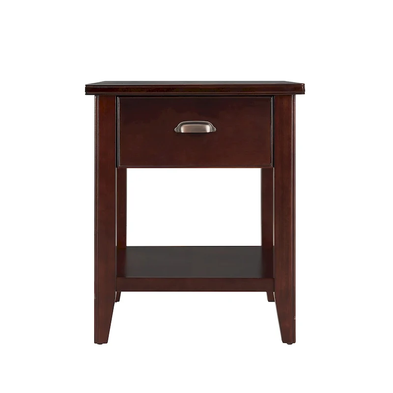 Laurent 20 in. Solid Wood End Table with Shelf and Drawer