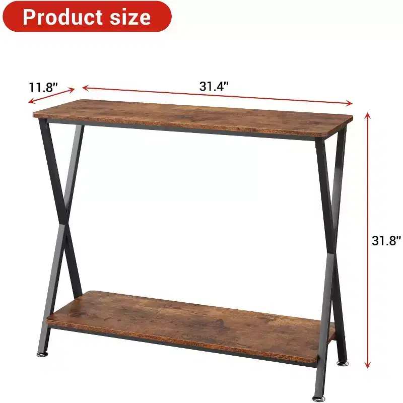 Narrow Entryway Console Table2-Tier Industrial Console Thin Sofa Side Display Table, for Hallway, Bedroom, Living Room, Foyer
