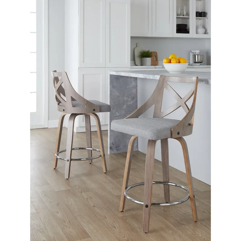 The Gray Barn Charlotte 24 Fixed-Height Counter Stool with Bent Wood Legs (Set of 2)