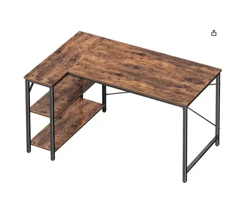MAYEERTY 47 Inch L Shaped Computer Desk Corner Home Office PC Table Reversible Storage Shelves