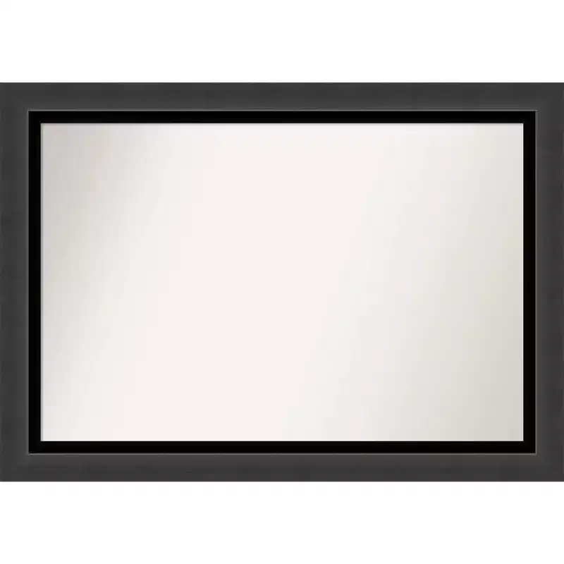41" x 29" Non-Beveled Tuxedo Black Wall Mirror - Amanti Art: Large, Modern, Rectangular, Polystyrene Frame