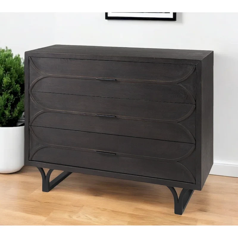 Contemporary Dark Oval Accent Cabinet - 31.8898 H x 15.9449 W x 39.9606 D