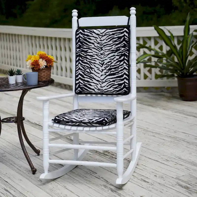 Reversible Chenille Rocking Chair Cushion Set