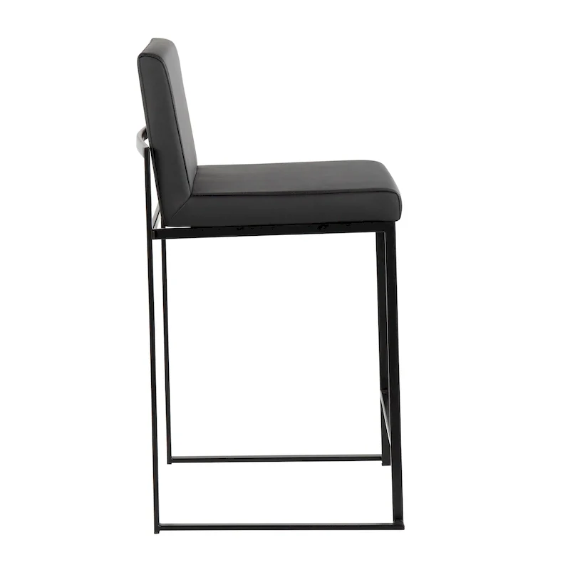 Black/Grey/White High Back Upholstered Counter Stool, Set of 2, 1-Person