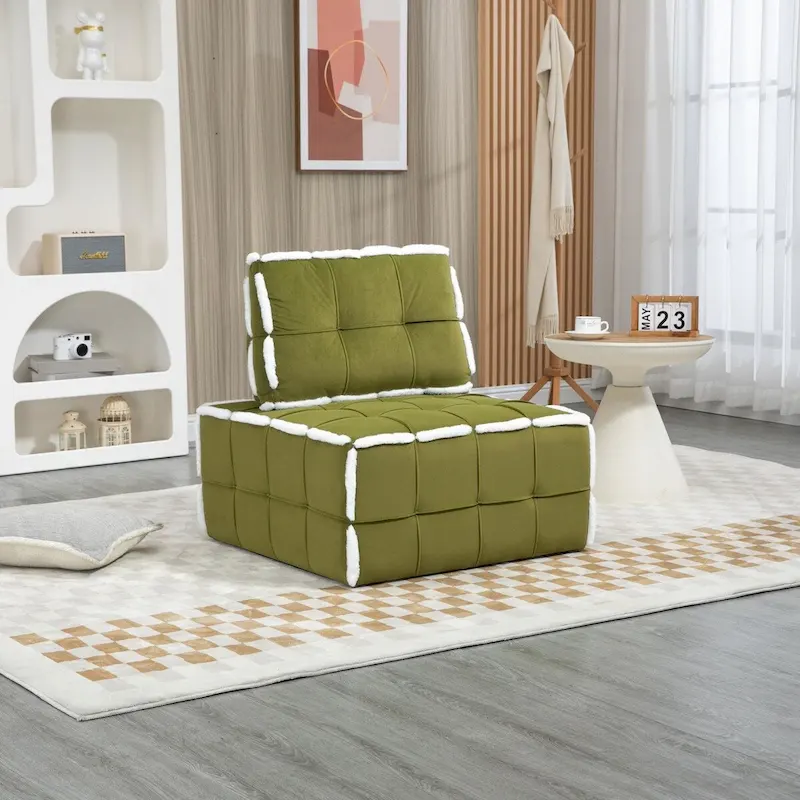 Upholstered Deep Seat Armless Chair Accent Single Lazy Sofa Lounge