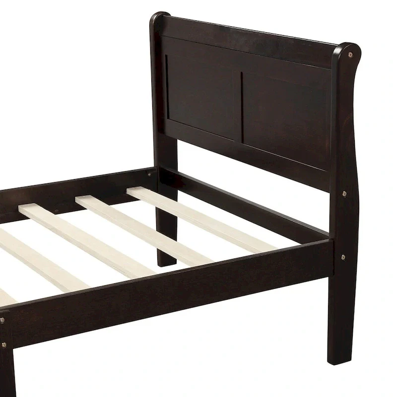 Twin/Full/Queen Wood Frame Sleigh Bed with Footboard