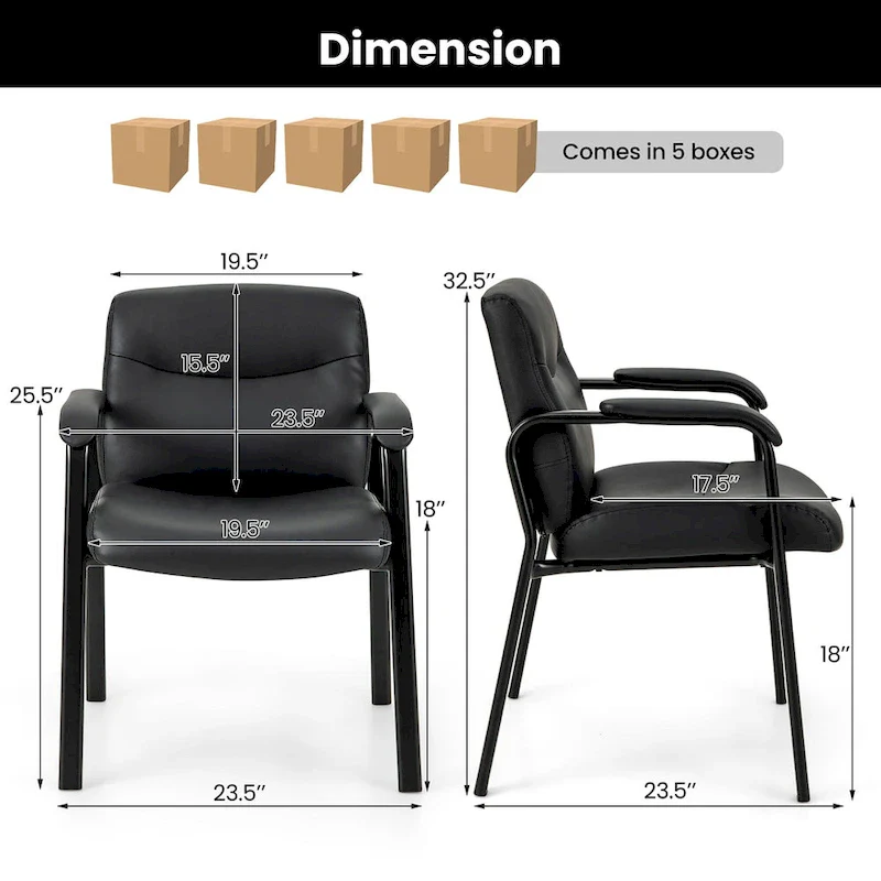 Gymax Set of 10 Waiting Room Chair No Wheels w/ Padded Armrests Guest