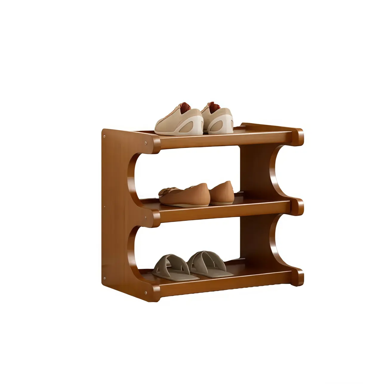 Modern Brown Shoe Rack Wood Organizer