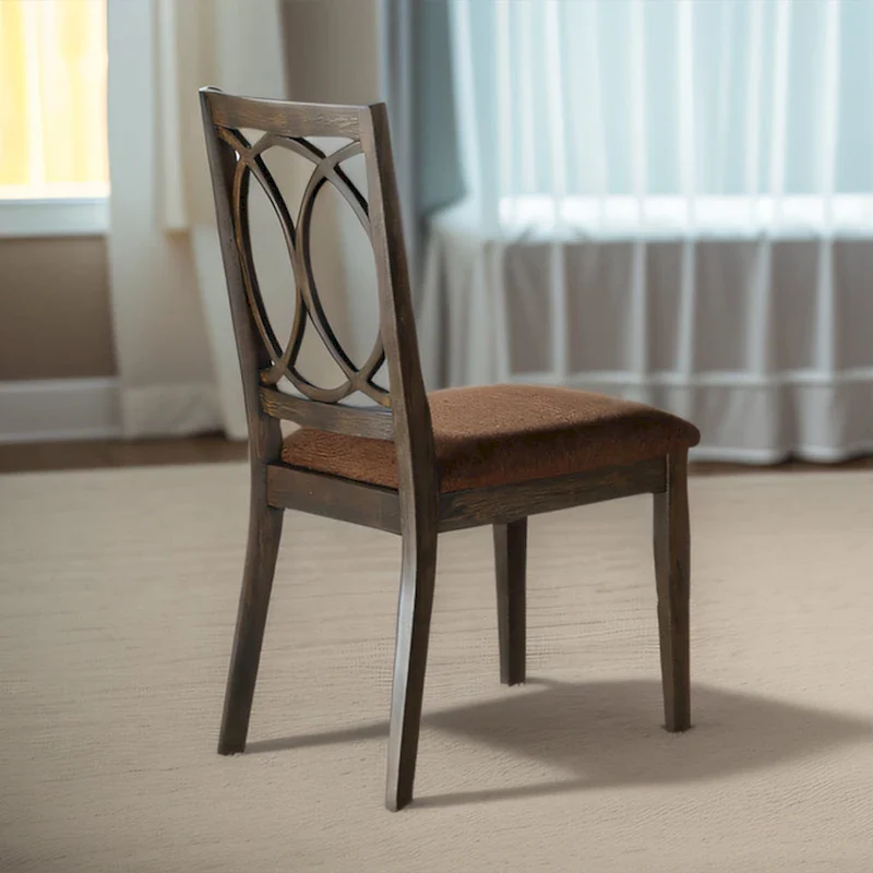 CUSchoice Brown Fabric & Espresso Dining Set (1 Table/2 Chairs)