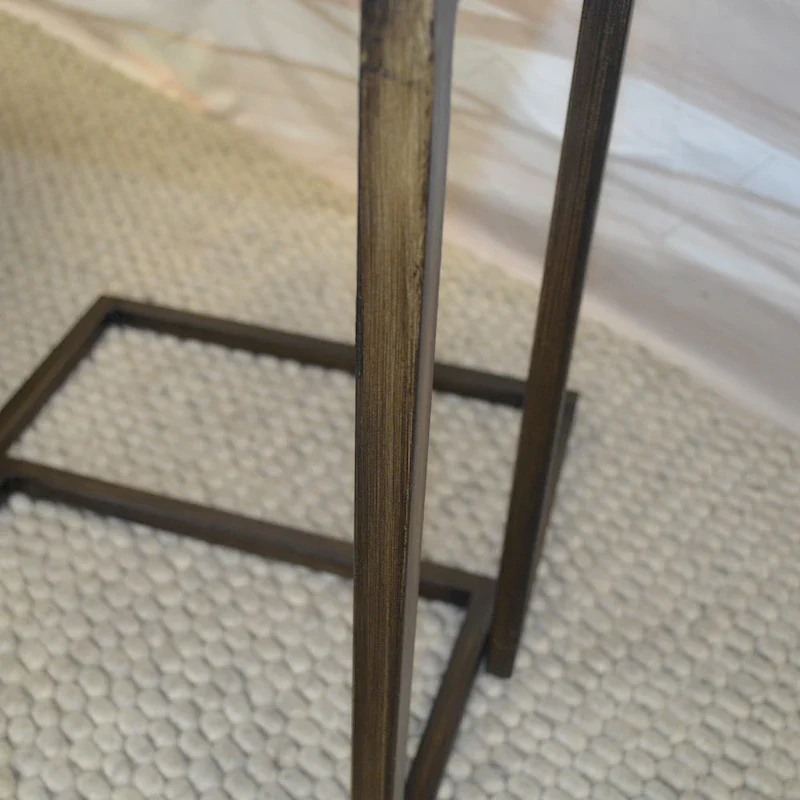 Black Metal Side Table with Slide-Under Base