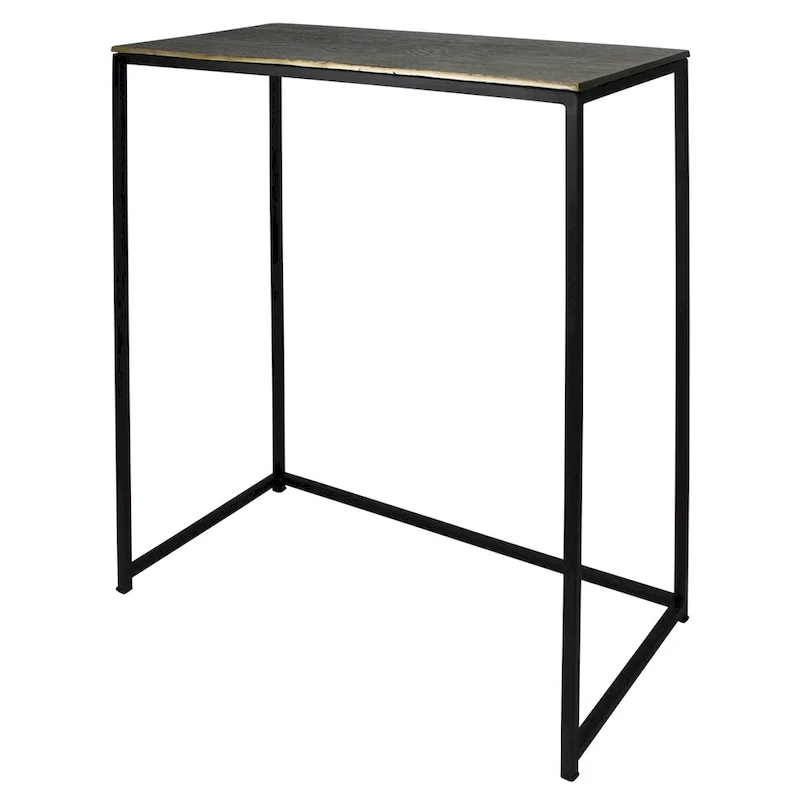 HomeRoots Set of Three Brass and Black Aluminum and Iron Frame Nested Tables - 11.5' X '26' X '21