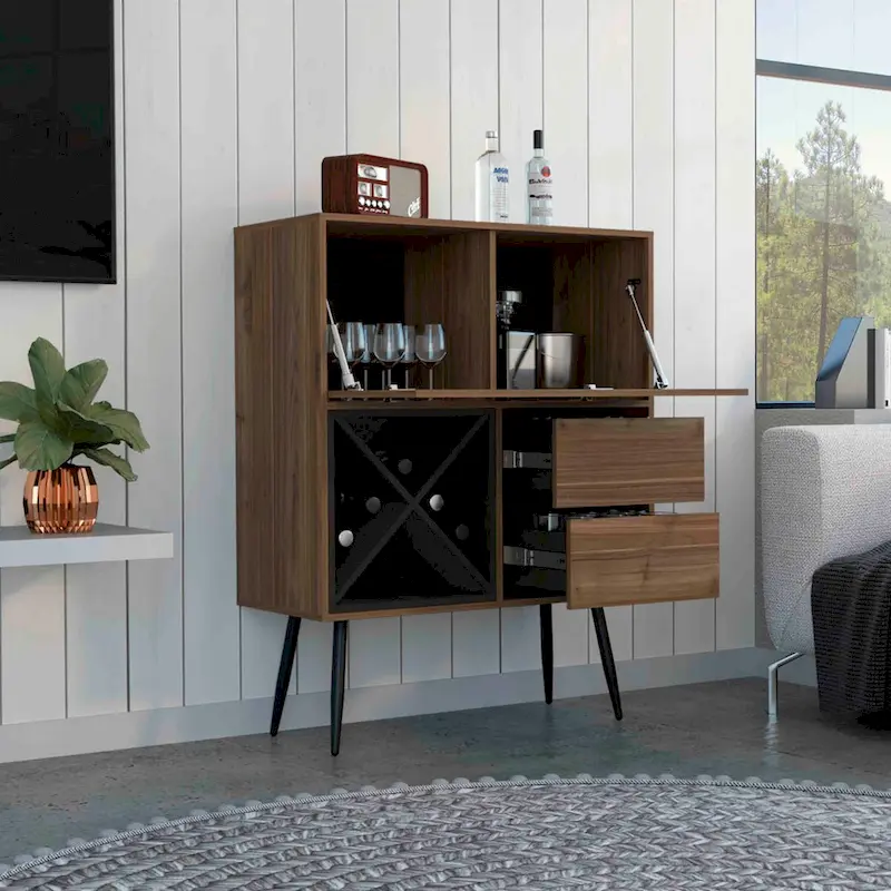Prunus Bar Cabinet, One Cabinet, Two Drawers - N/A