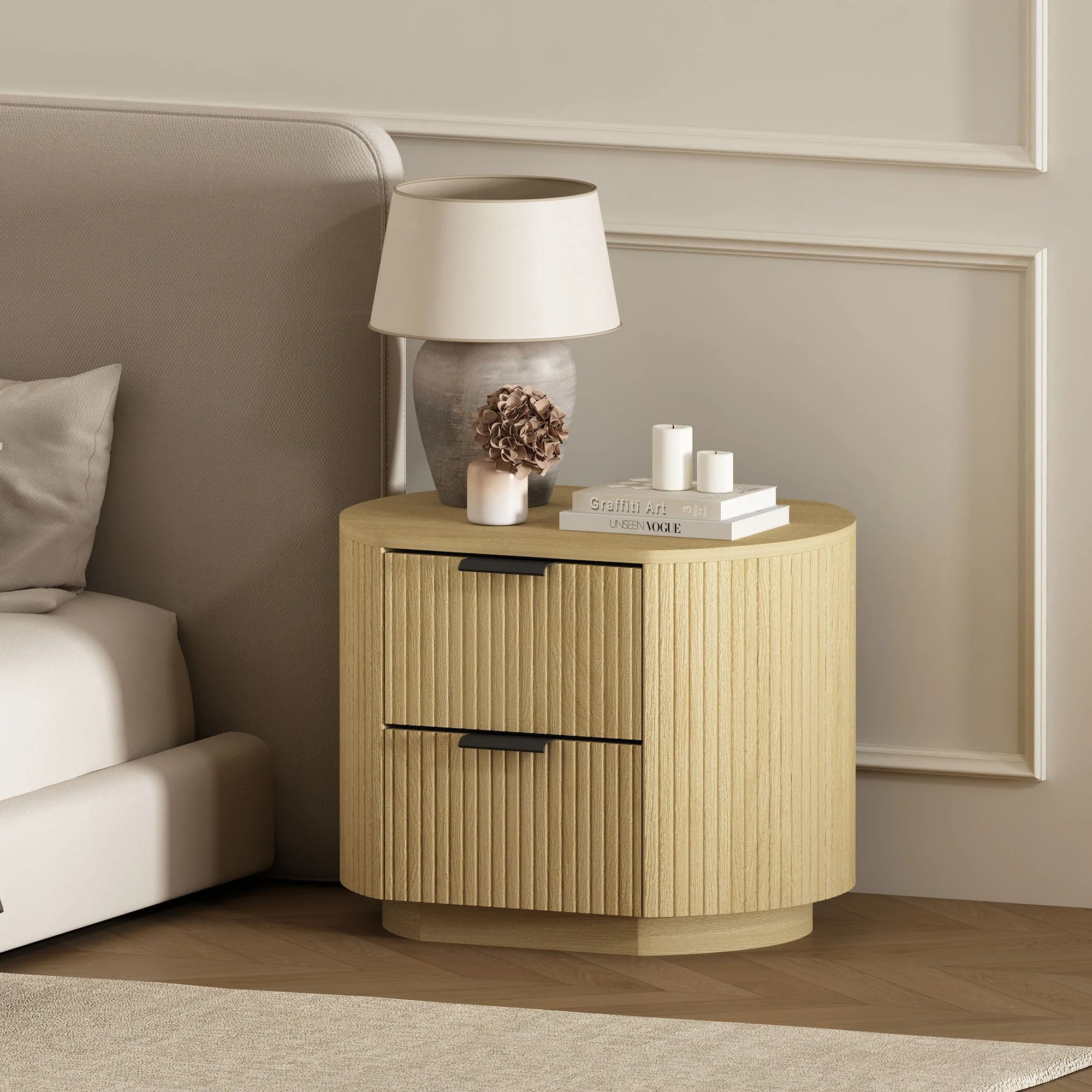 Olivia Fluted 27' 2-Drawer Nightstand