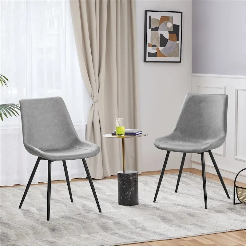 Yaheetech 2PCS Faux Leather Dining Chairs With Metal Legs - N/A