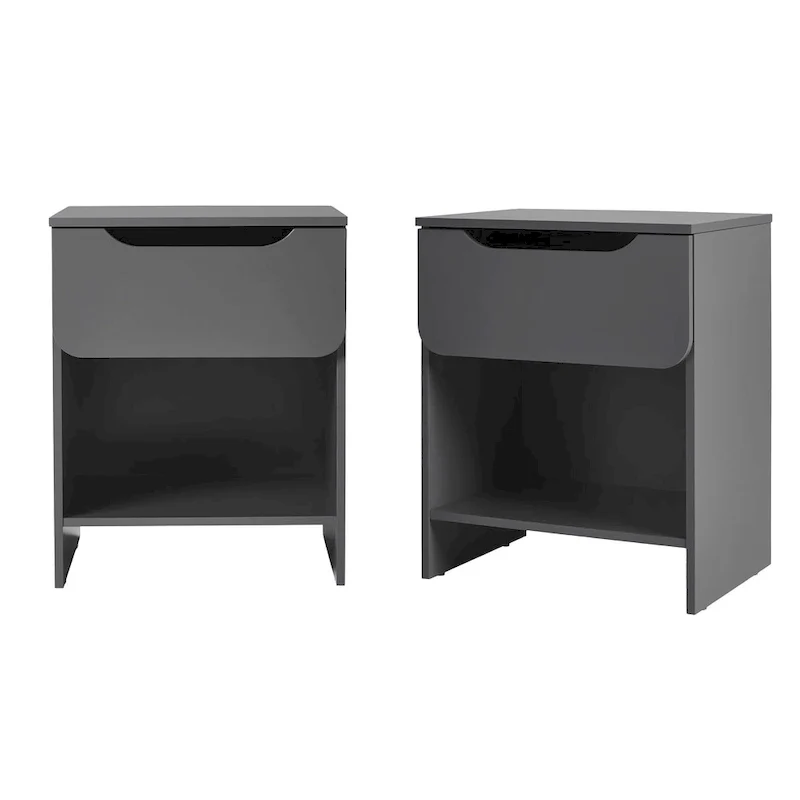 Middlebrook Designs Modern 1-Drawer Nightstand with Cubby (Set of 2)