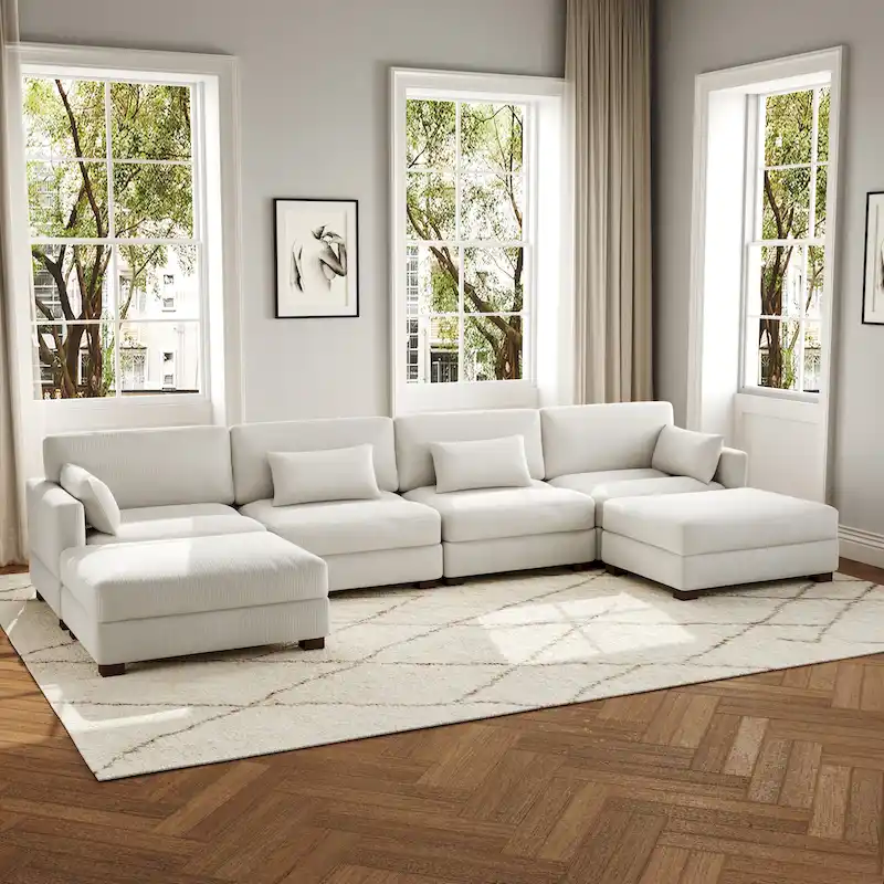 U Shaped Couch Sectional Sofa with Ottoman