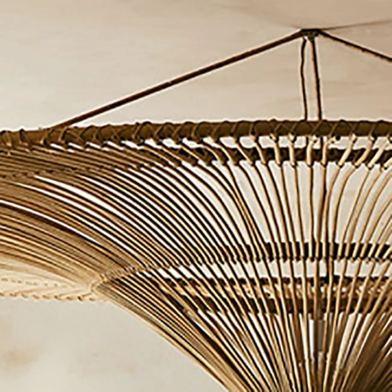 Natural Woven Rattan Bohemian Semi Flush Ceiling Light