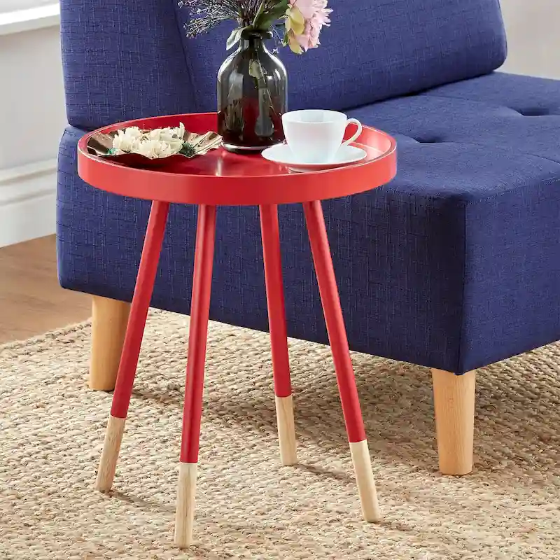 Paint-Dipped Round Tray-Top Side Table