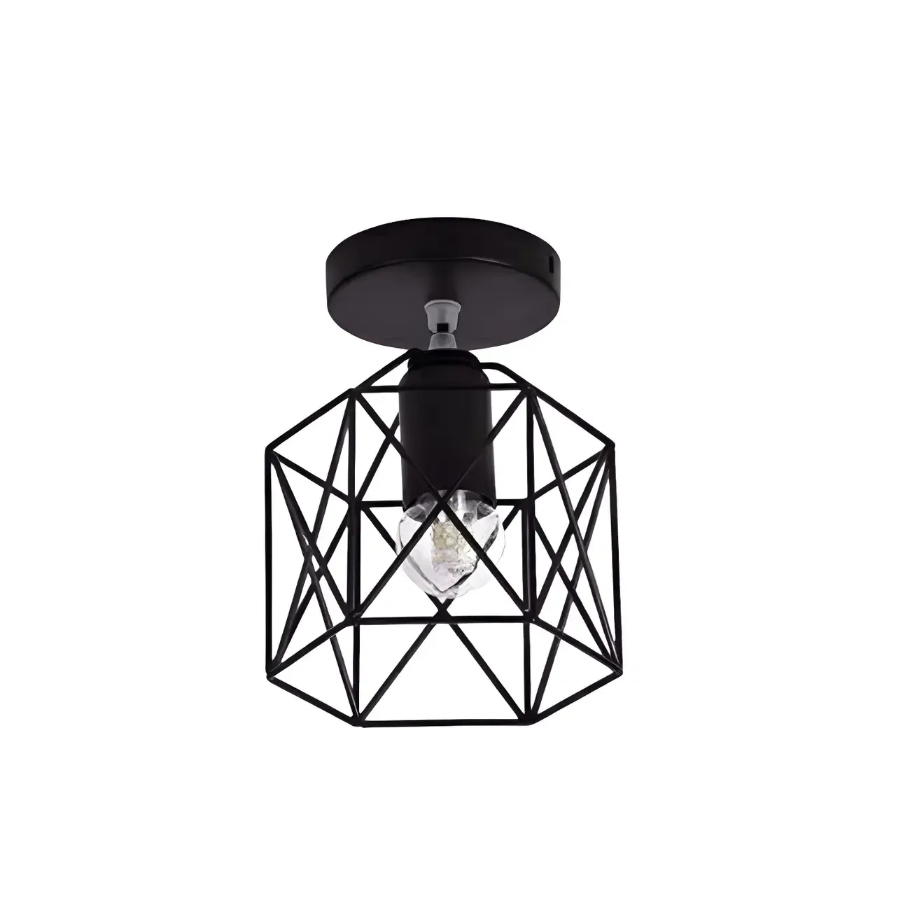 Golden Geometric Metal Industrial Semi Flush Light