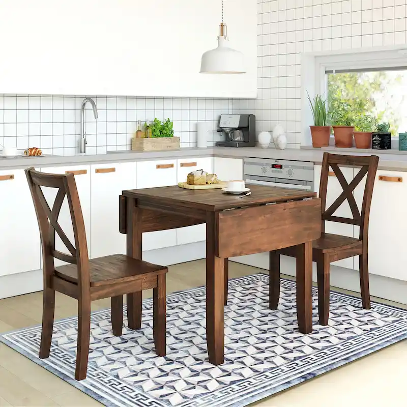 Drop Leaf Dining Table Set for 2, Espresso/Brown, 3-Piece