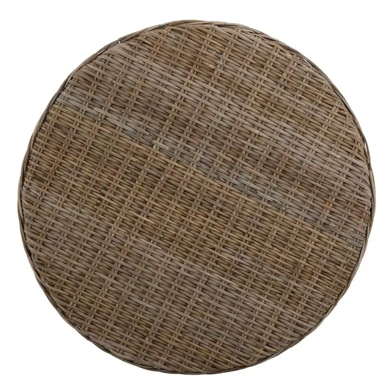 Dark Brown Wicker Ottoman
