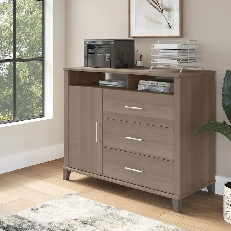 Office Storage Credenza with Drawers, 4 Color Options