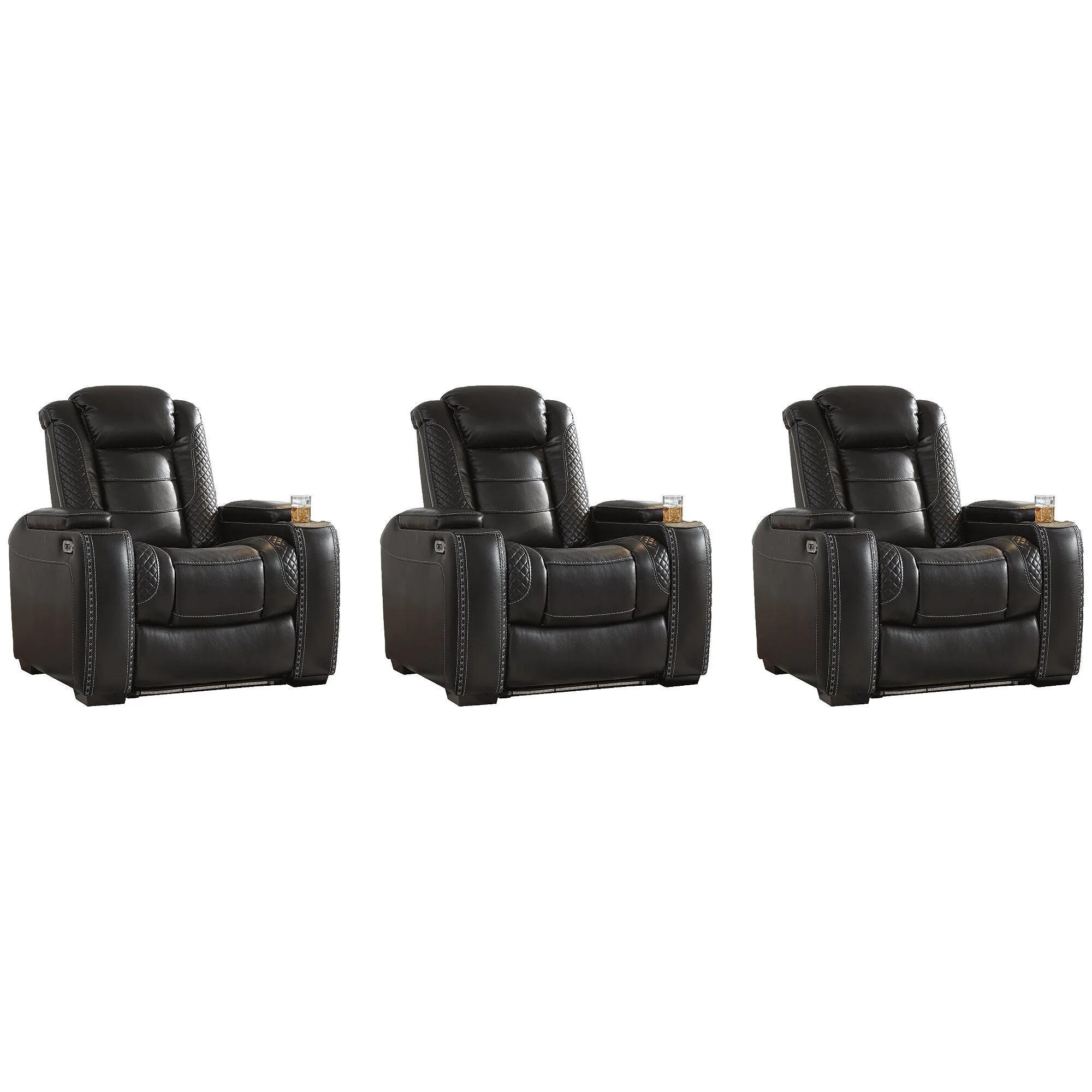 Signature Design by Ashley Party Time Black 3-Piece Home Theater Seating