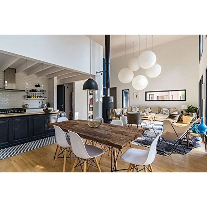 Designer Plastic Eiffel Chair Natural Wood Legs Retro Dining Armless With Back Desk Accent Living Room Side Dowel DSW