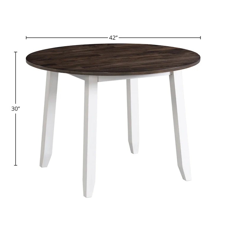 Grey & White Drop Leaf Dining Table, 2-Person, Solid Wood