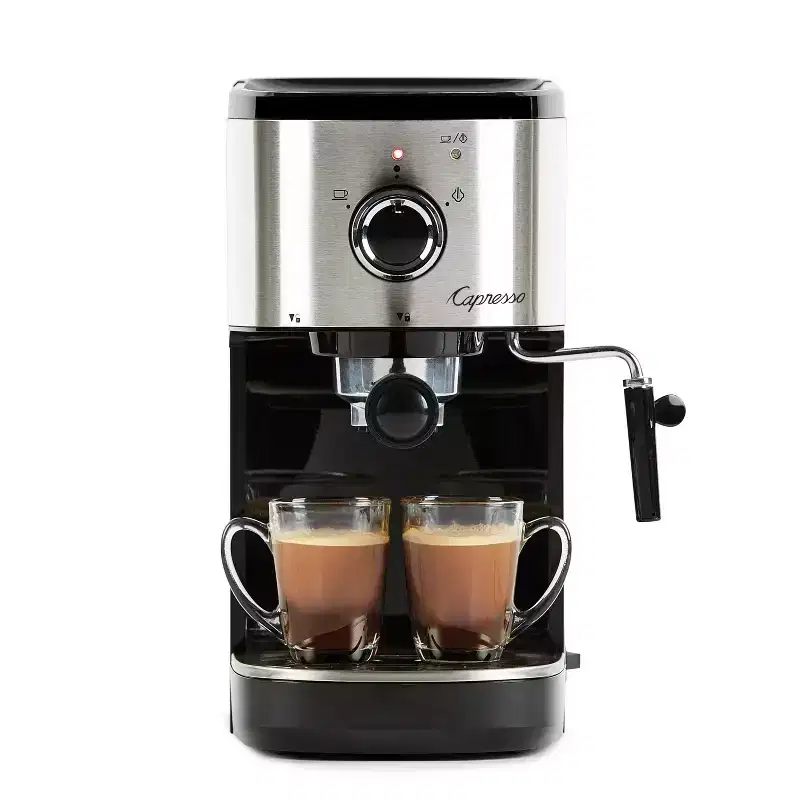 Capresso Compact Espresso/Cappuccino Machine EC Select #8211; Black/Stainless 120.05: 4-Cup, Thermo Block, Removable Reservoir