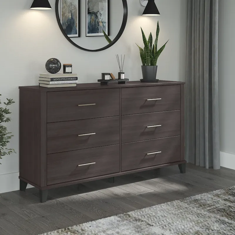 Transitional Grain-textured Grey Dresser