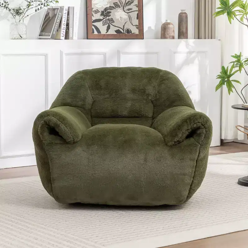 YOSIMFUR Bean Bag Chair, Comfy Bean Bag Sofa with Back Support, Faux Fur Bean Bag Chair for Adults and Kids, Stuffed Floor Sofa