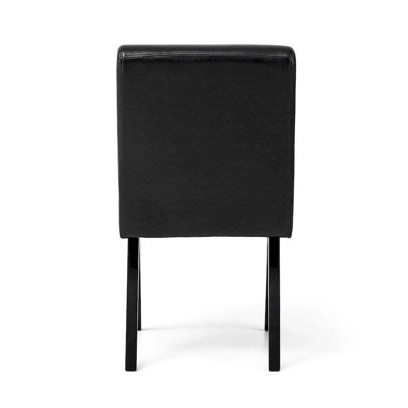 Glitzhome Set of 4 Faux Leather Upholstered Side Dining Chairs with V-shaped Wood Legs