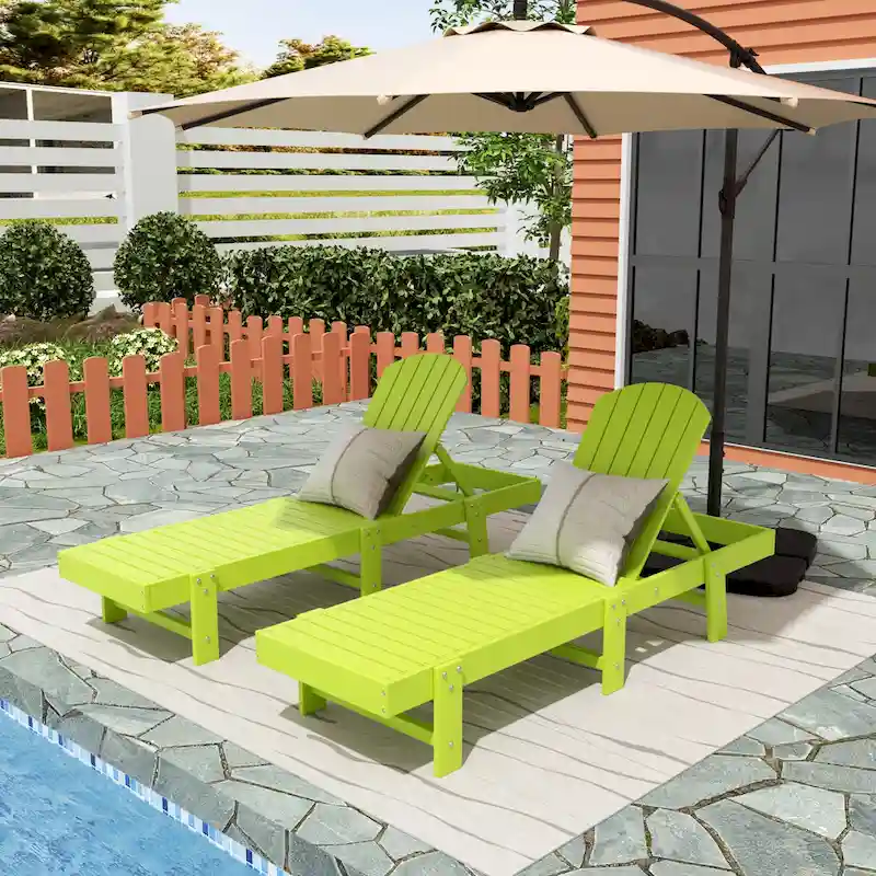 Polytrends Altura Armless Poly Eco-Friendly All Weather Reclining Chaise Lounge (Set of 2)