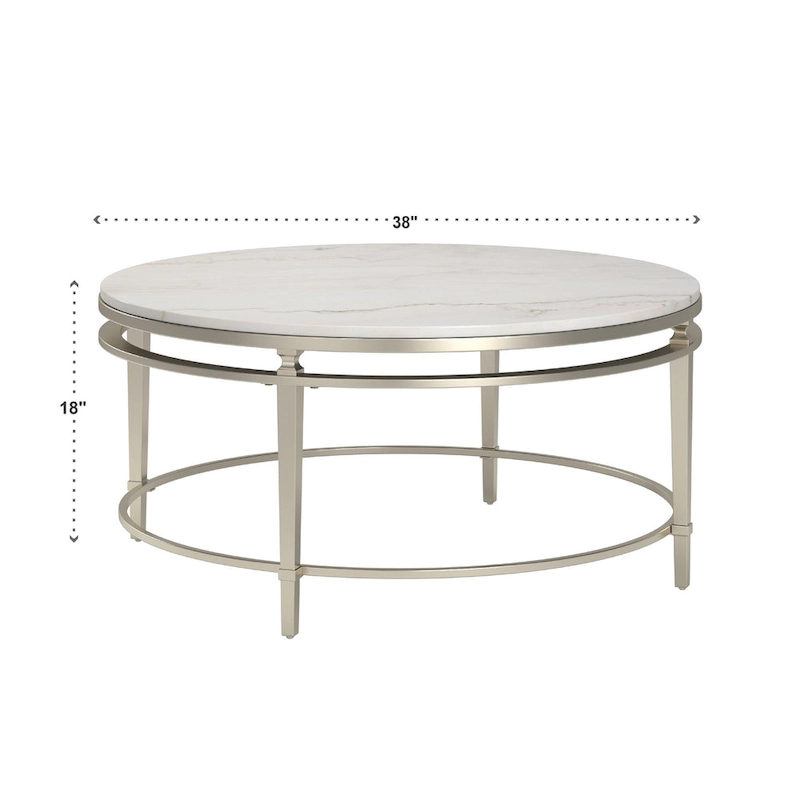 Egan Champagne Silver Finish Marble Top Table by iNSPIRE Q Modern