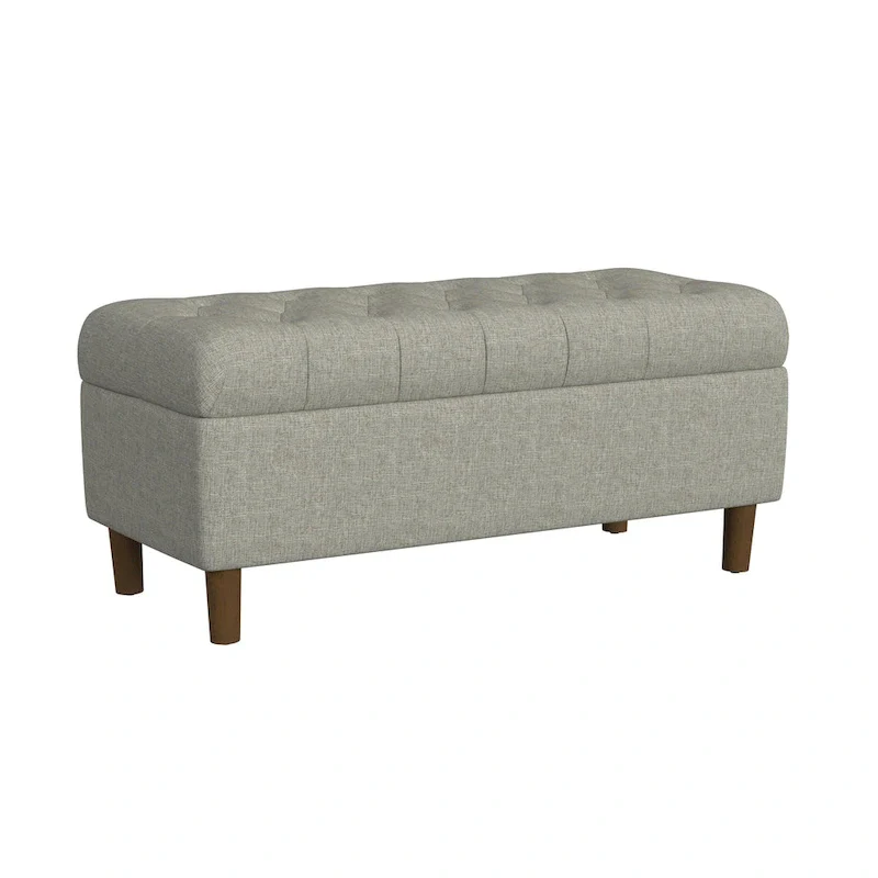 HomePop Button Tufted Top Storage Bench with Wood Legs