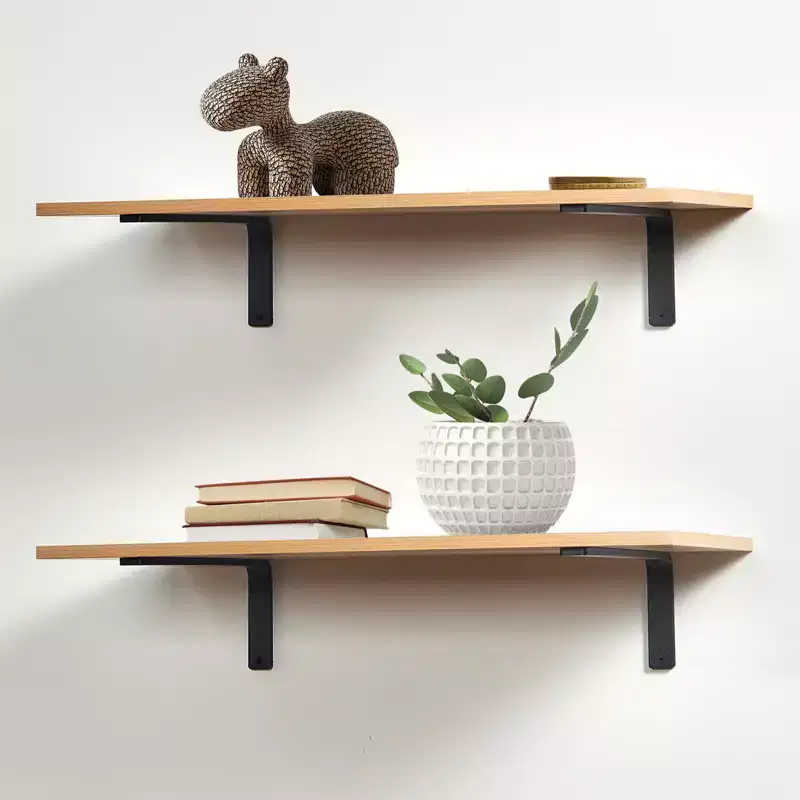 VEVOR Shelf Bracket, Heavy Duty Floating Shelf Brackets 10 x 6 in, 4 Pcs Brackets for Shelves, 5mm Thick Matte Black L Shelf Bracket,Black