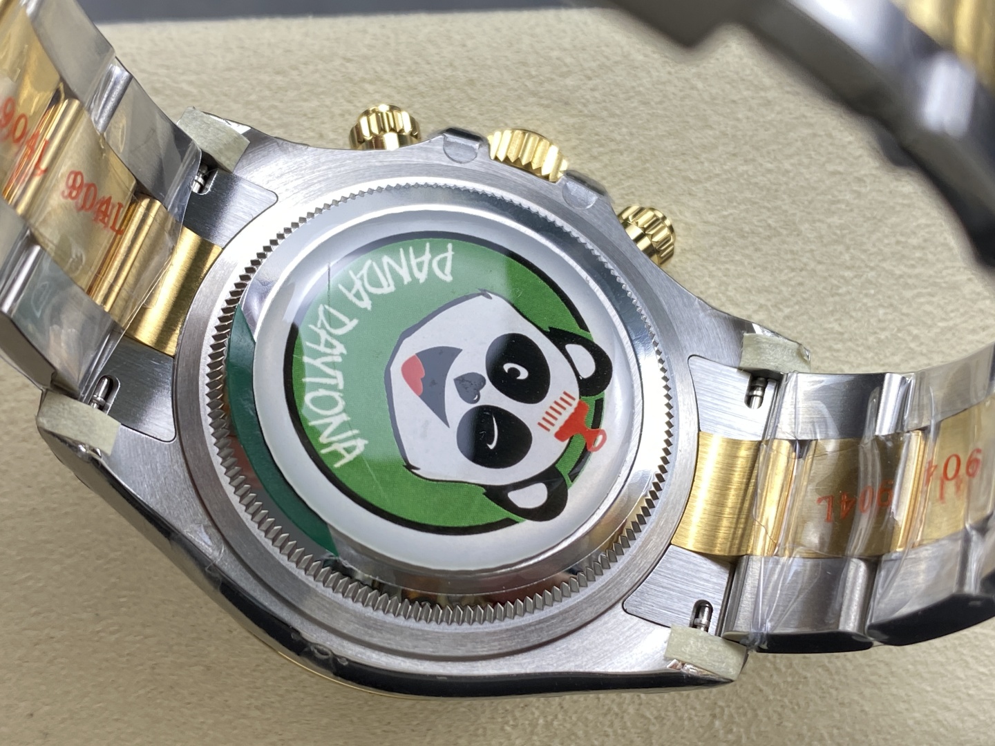 Caseback sticker panda design on Daytona replica