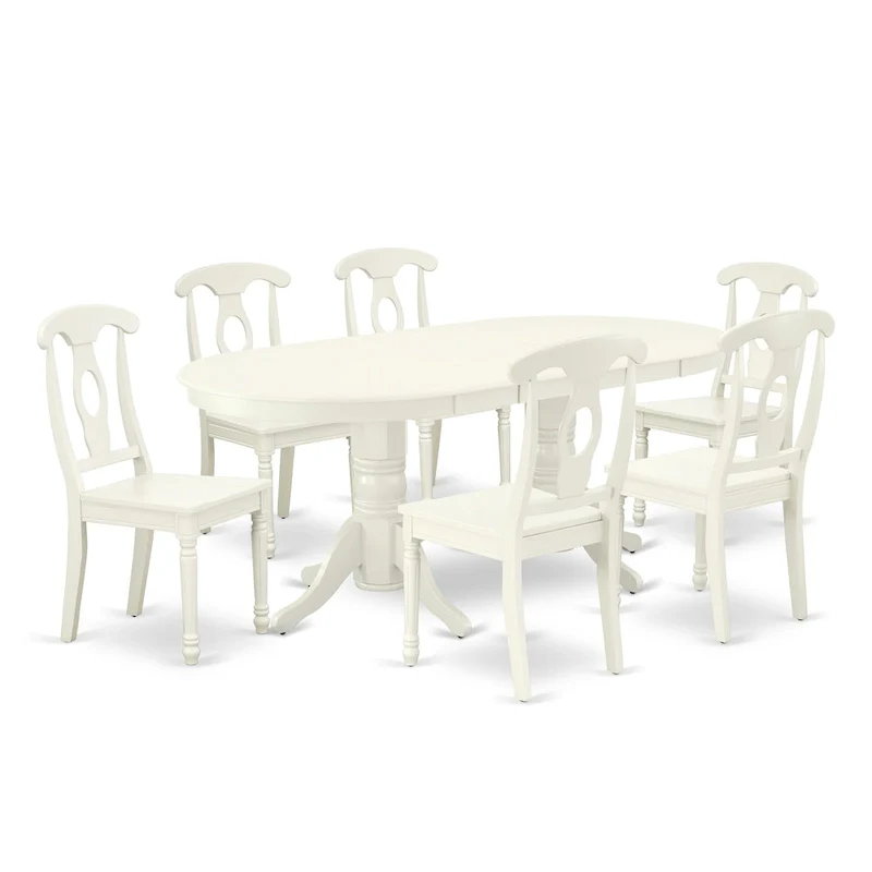Oval Dining Table and Kitchen Chairs, Linen White