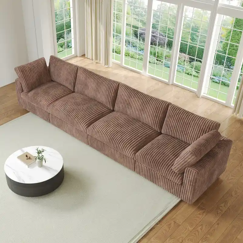157.48 Soft Plush Modular Sectional Sofa 4-Seater Upholstered Living Room Couch