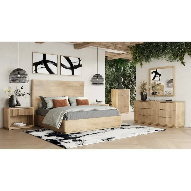 Modern Natual Oak Bed