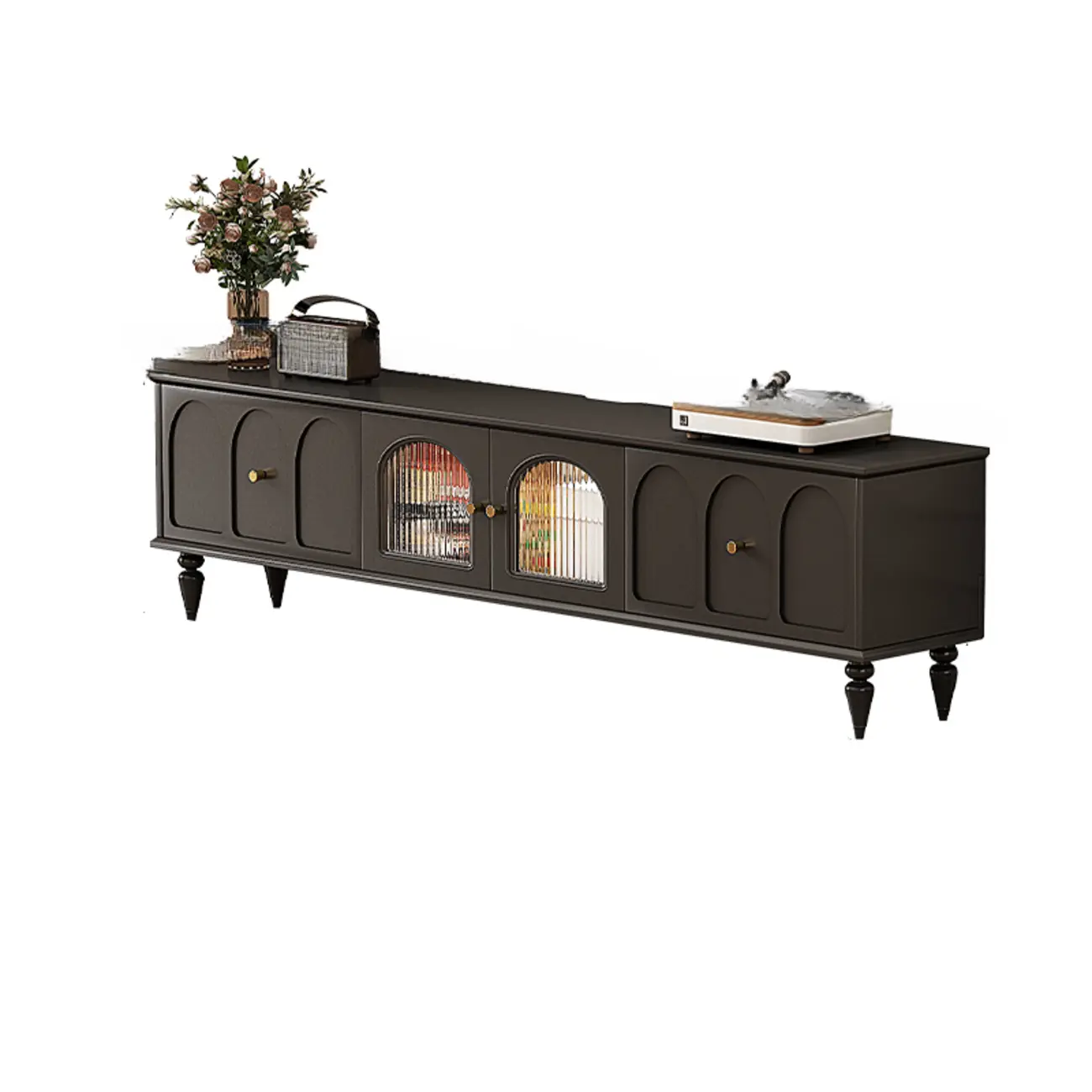 Warm Shaker Wood TV Stand with Cable Management & Light & 4-Cabinet/5 Cabinets/6 Cabinets