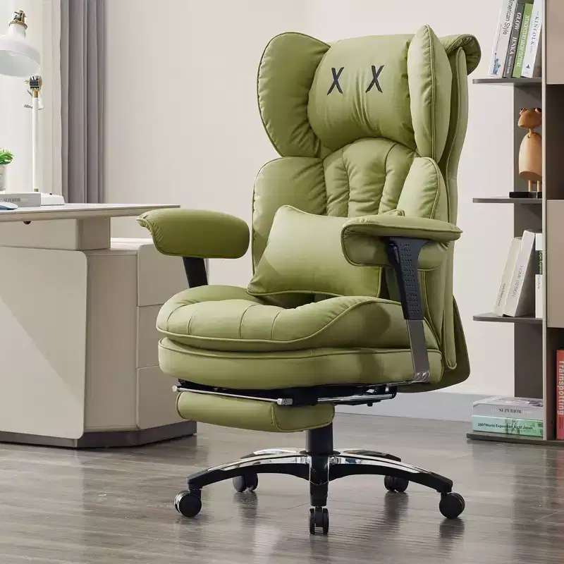 Big and Tall Office Chair with Footrest - Efomao High Back Executive Desk Chair with Wide Seat, Adjustable Armrests, Ergonomic Computer Chair, Green