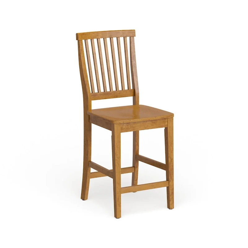 Counter Stool with Oak Finish and Contoured Seat