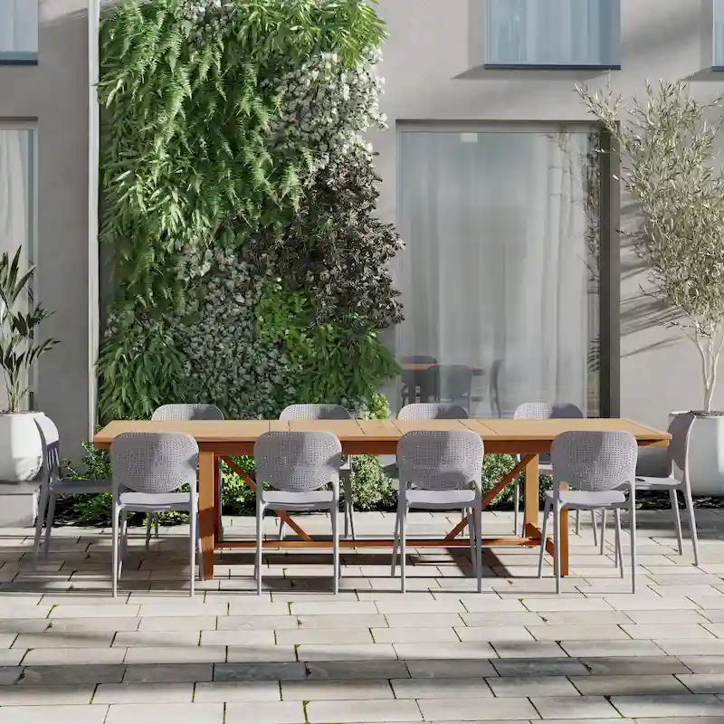 Amazonia Sunset Resin/ Eucalyptus 11-piece Outdoor Extendable Dining Set