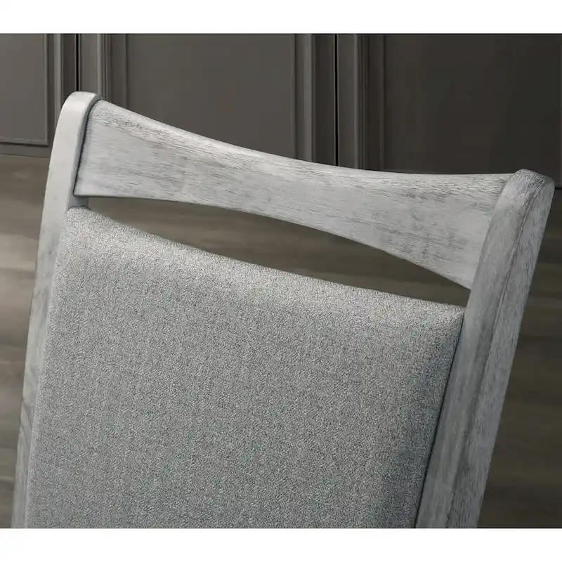 5-Piece Dining Set, Round Pedestal Table with 4 Chairs, Weathered White and Gray