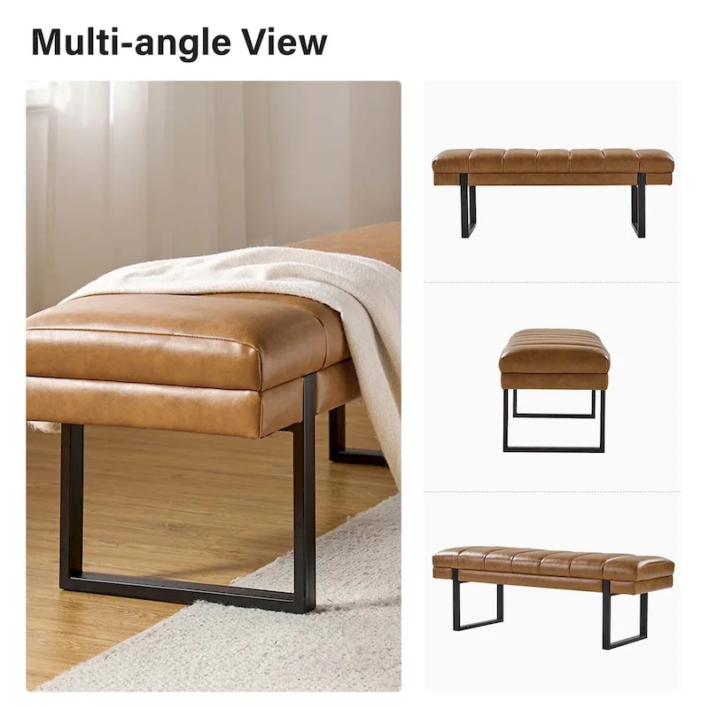 Laurens Modern 52.5  Channel Tufted Bench with Mental Legs by HULALA HOME