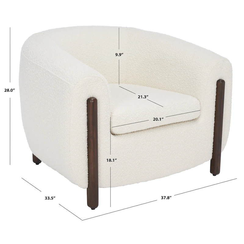 SAFAVIEH Couture Yauheniya Barrel Back Accent Chair - 38 In. W x 34 In. D x 28 In. H - 38Wx34Dx28H