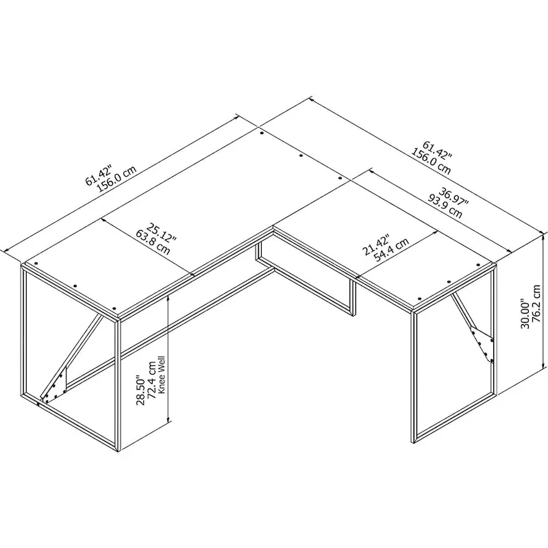Rustic Gray L Shaped Industrial Desk with Steel Frame for Adults